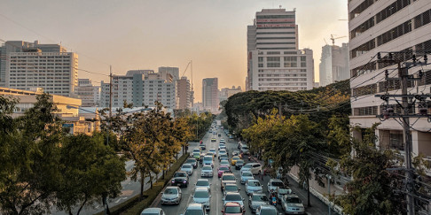 Road traffic in Bangkok, Thailand