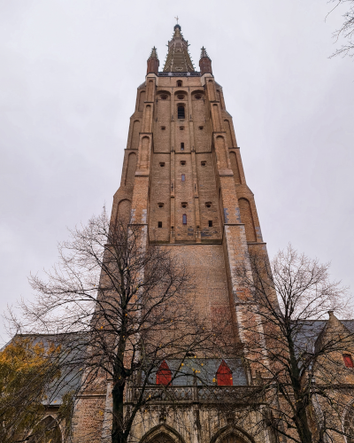 The Tower of the Church of Our Lady in Bruges, Belgium