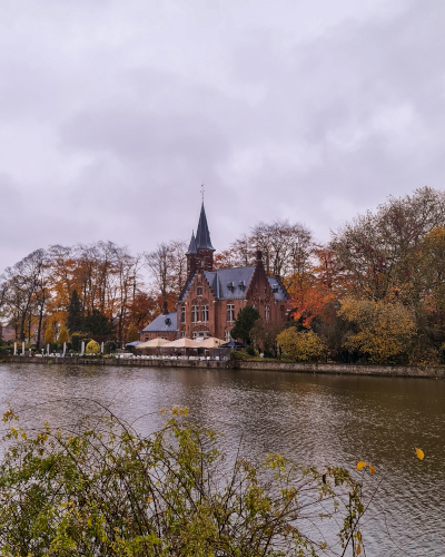 Minnewater Castle in Bruges, Belgium