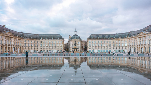 Reflection at Miroir d'Eau in Bordeaux, France