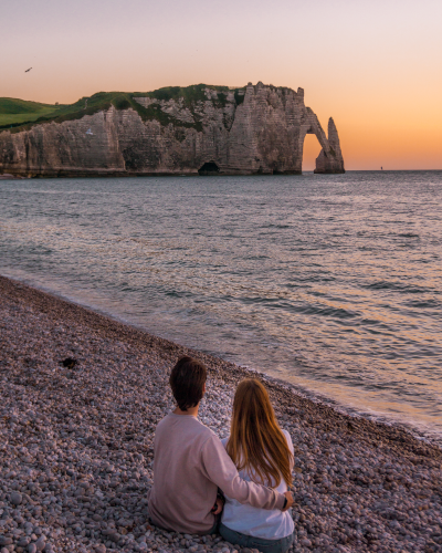 Sunset in Étretat, Normandy, France