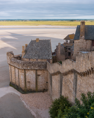 Ramparts in Le Mont-Saint-Michel in Normandy, France