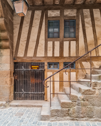 Ramparts in Le Mont-Saint-Michel in Normandy, France