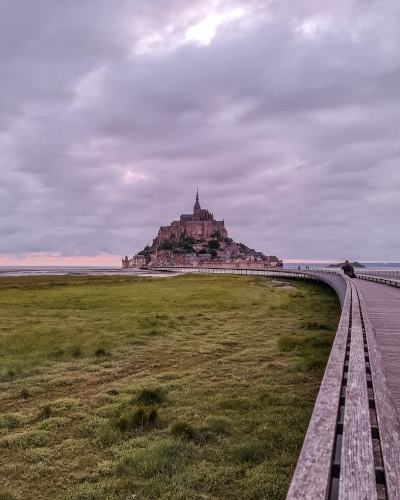 Sunset in Le Mont-Saint-Michel in Normandy, France