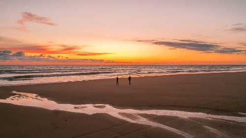 Sunset in Montalivet-les-Bain on the Atlantic Coast in France