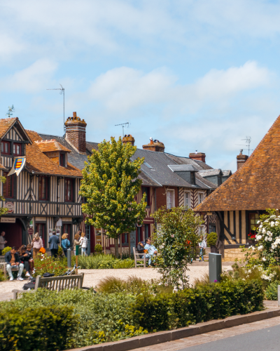 Place Michel Vermughen in Beuvron-en-Auge, Normandy, France