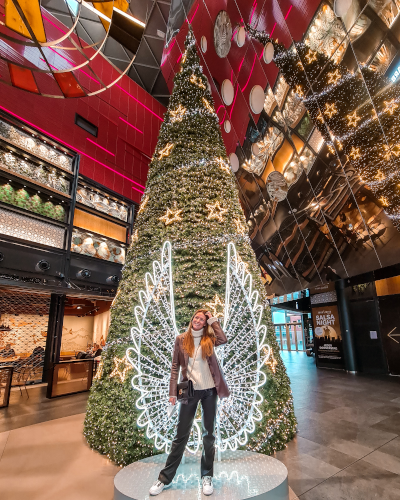 Christmas Tree in Shopping Mall MyZeil in Frankfurt am Main, Germany