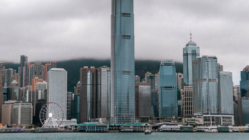 Victoria Harbour view from the Avenua of Stars in Hong Kong