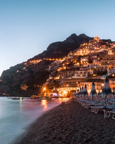 Positano at night, Amalfi Coast, Italy