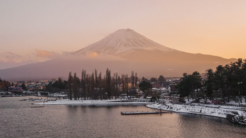 Sunset at Mt. Fuji in Kawaguchiko, Japan