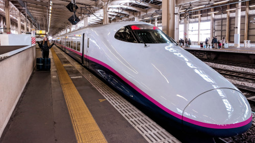 Shinkansen Bullet Train in Echigo-Yuzawa, Japan