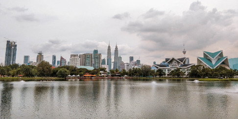 Kuala Lumpur skyline from Taman Tasik Titiwangsa Lake Gardens