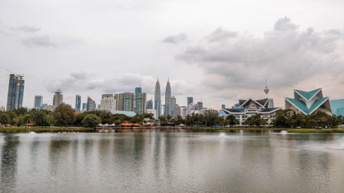 Skyline of Kuala Lumpur from Taman Tasik Titiwangsa Lake Gardens