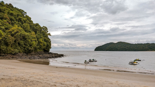 Pantai Tengah Beach in Langkawi on a rainy day