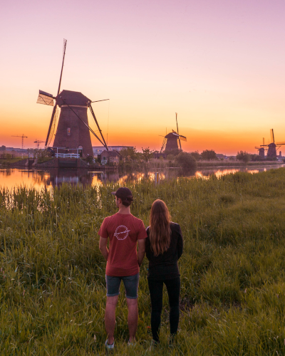 Sunset at UNESCO World Heritage Kinderdijk, Holland, the Netherlands