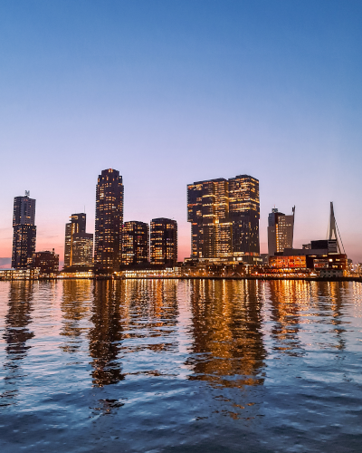 Wilhelminapier skyline from Rijnhaven in Rotterdam, the Netherlands