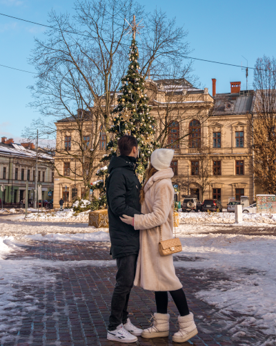 Christmas Tree at Rynek Podgorski Photo Spot in Kraków, Poland