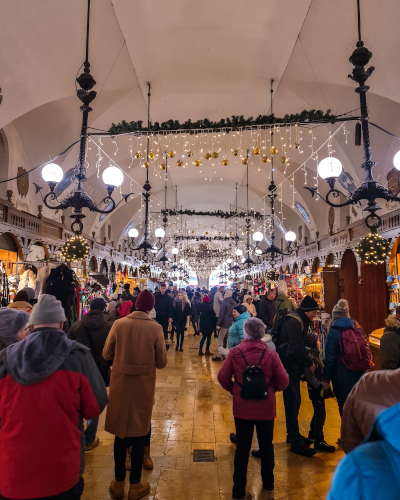 Inside the Sukiennice in Kraków, Poland