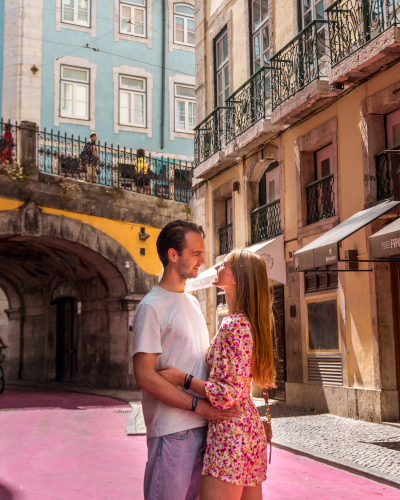 Pink Street in Lisbon, Portugal