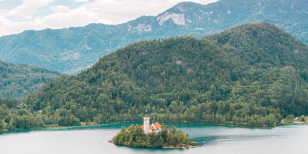 View from Bled Castle at Lake Bled in Slovenia