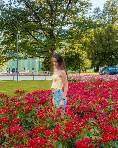 Instagrammable place flowers at Lake Bled, Slovenia