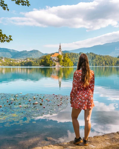 Instagrammable place lilies in Lake Bled, Slovenia