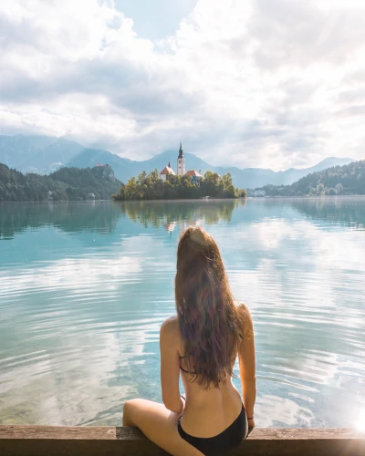 Instagrammable place trail view of Bled Island, Slovenia