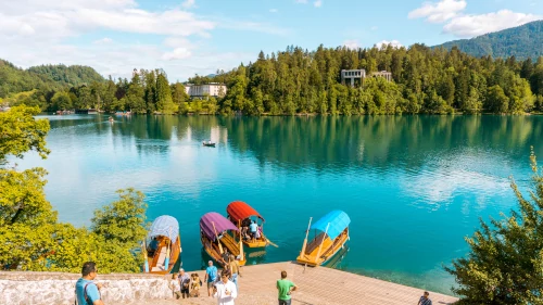 Baroque stairway on Bled Island, Slovenia