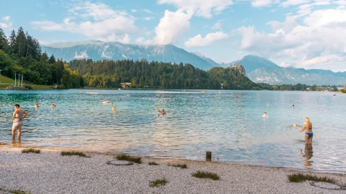 Swimming at Lake Bled in Slovenia
