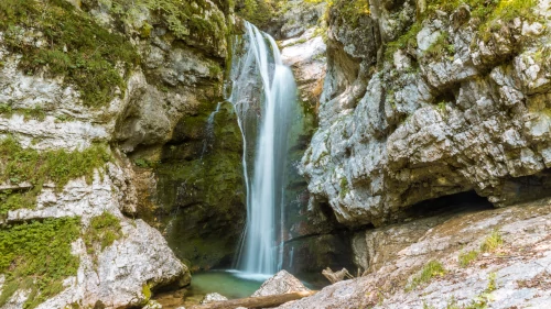 Mostnica waterfall near Lake Bohinj in Slovenia