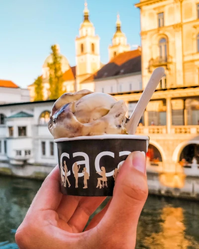 Cacoa ice cream in Ljubljana, Slovenia