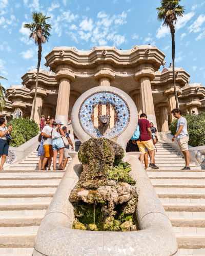 Dragon Stairway in Parc Güell in Barcelona, Spain