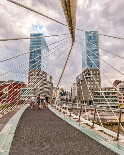 Zubizuri Bridge in Bilbao, Spain