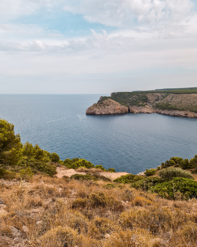 View over Cala Montgó in l'Escala, Costa Brava, Spain