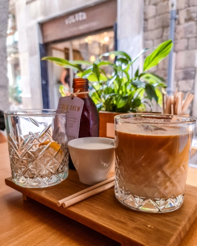 Coffee at Espresso Mafia in Girona, Spain