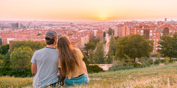 Sunset from Cerro del Tio Pio Park in Madrid, Spain