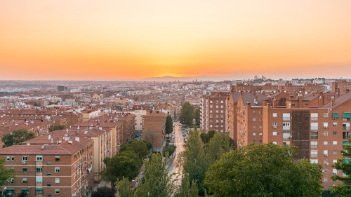 Sunset at Cerro del Tio Pio Park in Madrid, Spain