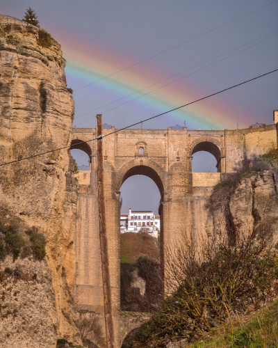 Rainbow at Puente Nuevo in Ronda, Spain